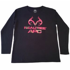 REALTREE BLACK AND PINK LADIES TEE SHIRT SZ M